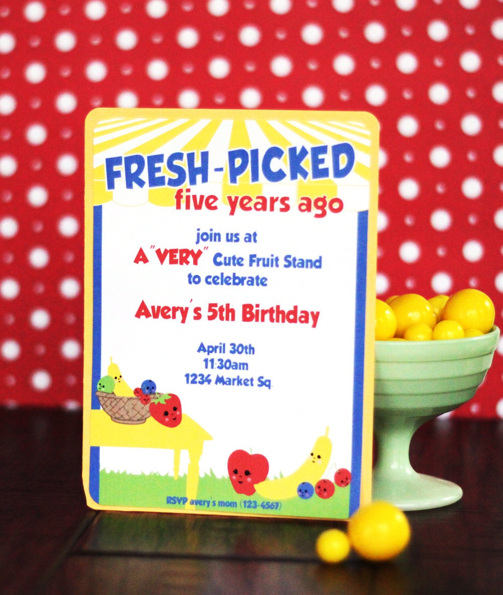 Cute Fruit Stand Custom Printable Party Invitation Il_570xn