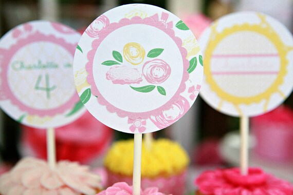 Pink Flower Printable Party Set Il_570xn