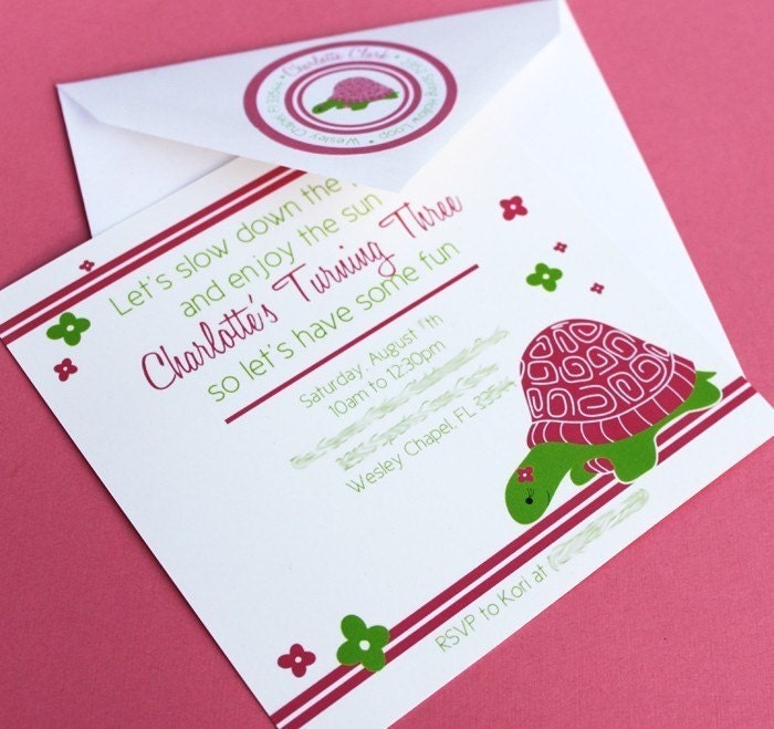 Preppy Turtle Printable Invitation
