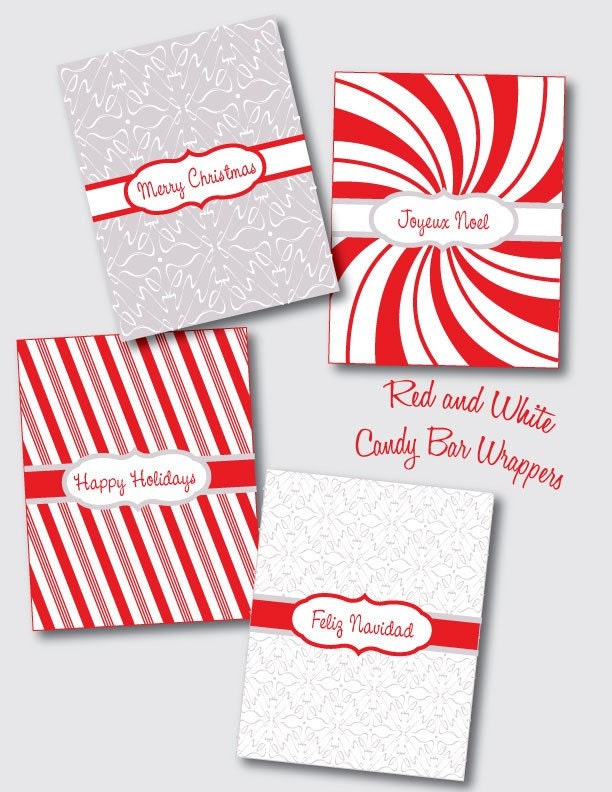 Red and White Printable Candy Wrappers