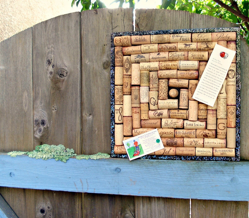 Wine cork board with a black glittery border