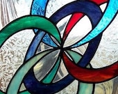 Abstract Celtic Fivefold symbol in stained glass