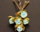 Fairytale Rose Something Blue Bridal Hair Accessories Wedding Hair Flower - Clay Flower Brass Bobby Pin - Set of 5