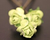 Green Apple, Bridal Hairpins, Bohemian Wedding Hair Accessory, Green Flower Hair Clips, Bridesmaid Hair Brass Bobby Pin - Set of 3
