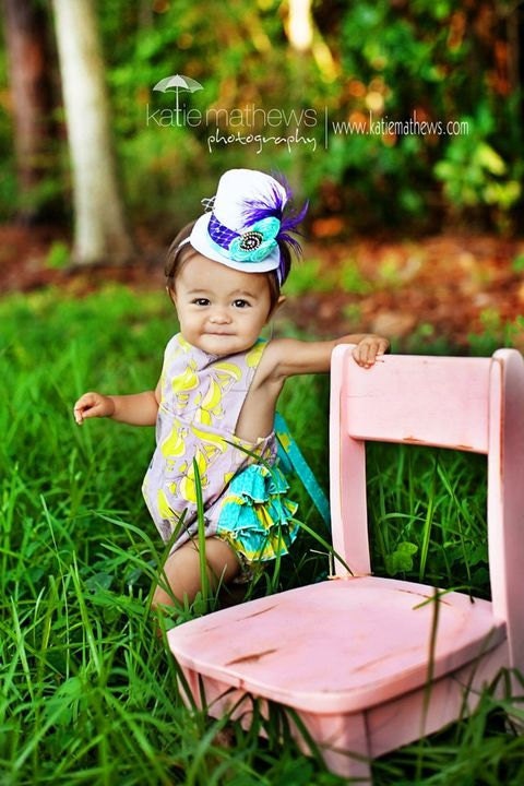 Summer Retro Ruffle Sunsuit- Lilac BIrdcage baby romper