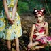 Enchanted Forest Dress-  Girls Vintage party Dress - Chartreuse or Rasberry Colorway