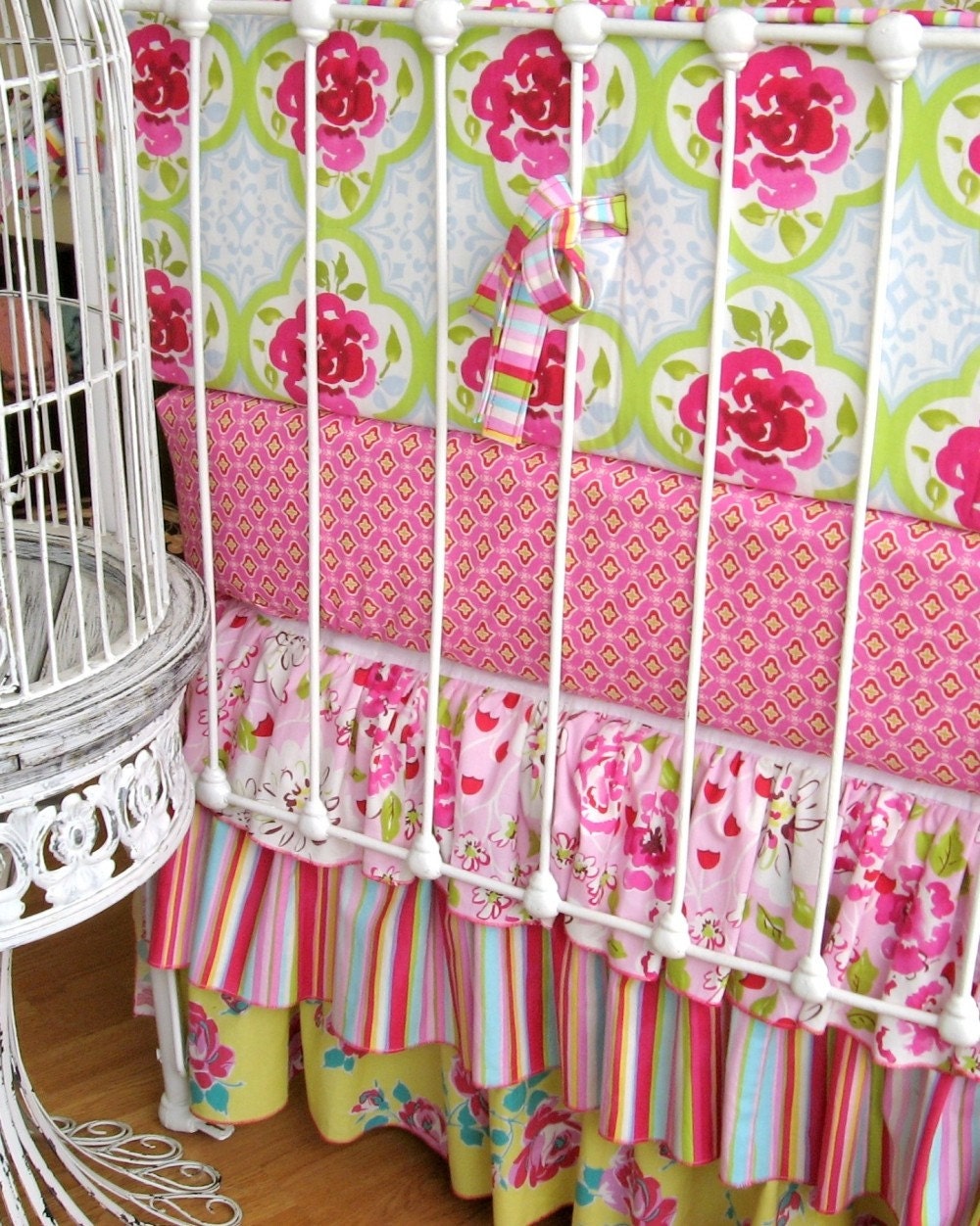 Tea Garden Ruffled Custom Boutique Crib Bedding Set