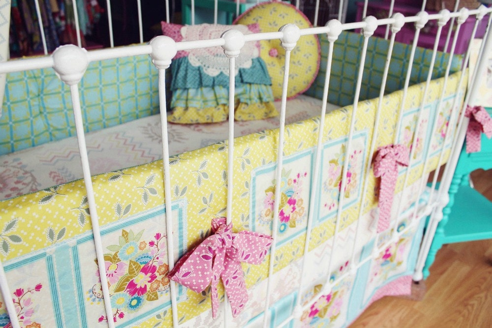 Baby Girl Nursery  Bedding - Crib Set  "Square Dance Dream "