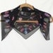 Vintage Black Silk Chiffon Scarf Decorated with Party Hats and Balloons