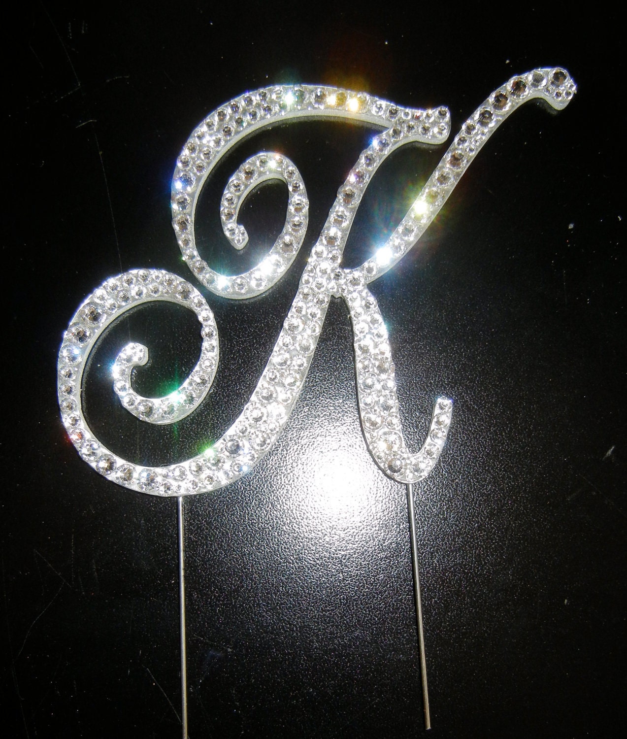 K Cake topper with swarovski crystals