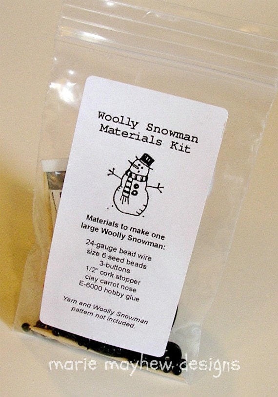 SNOWMAN KIT. Wool Snowman Materials Kit.