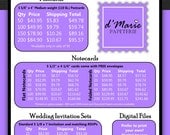 d'Marie Papeterie 2013 Pricing Sheet