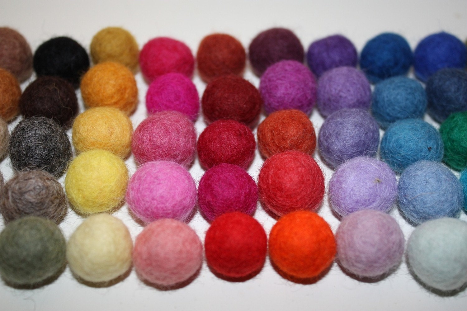 50 felted balls,15 -18mm MultiColor more than 45 different colors