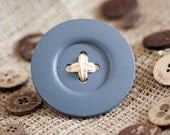 Blue Giant Wood Button Brooch-Oversized Brooch-Rustic Accessory-Simple and Modern Brooch-Unisex Brooch-Stocking Stuffer-Stocking Filler
