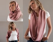 Oversized Infinity Scarf-Angora Jersey Winter Chunky Cowl-Soft Dusty Pink Snood-Wrap Skirt Winter-Big Circle Scarf-Vegan Scarf by MoonHalo