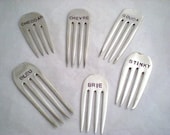 CHEESE MARKERS - 6 PC Vintage Forks Stamped Silverplate Forks, Hostess Gift, Wine Cheese Tasting
