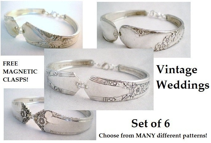SET OF 6 Bridesmaids Bracelets, Bridesmaids Gifts, Spoon Bracelet, Spoon Jewelry, Bridesmaid Jewelry, Wedding Jewelry, Vintage Wedding