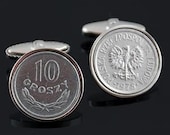 Coin Cufflinks in Handmade-Poland 10  Groszy Cufflinks-Genuine Polish coins- Perfect gift