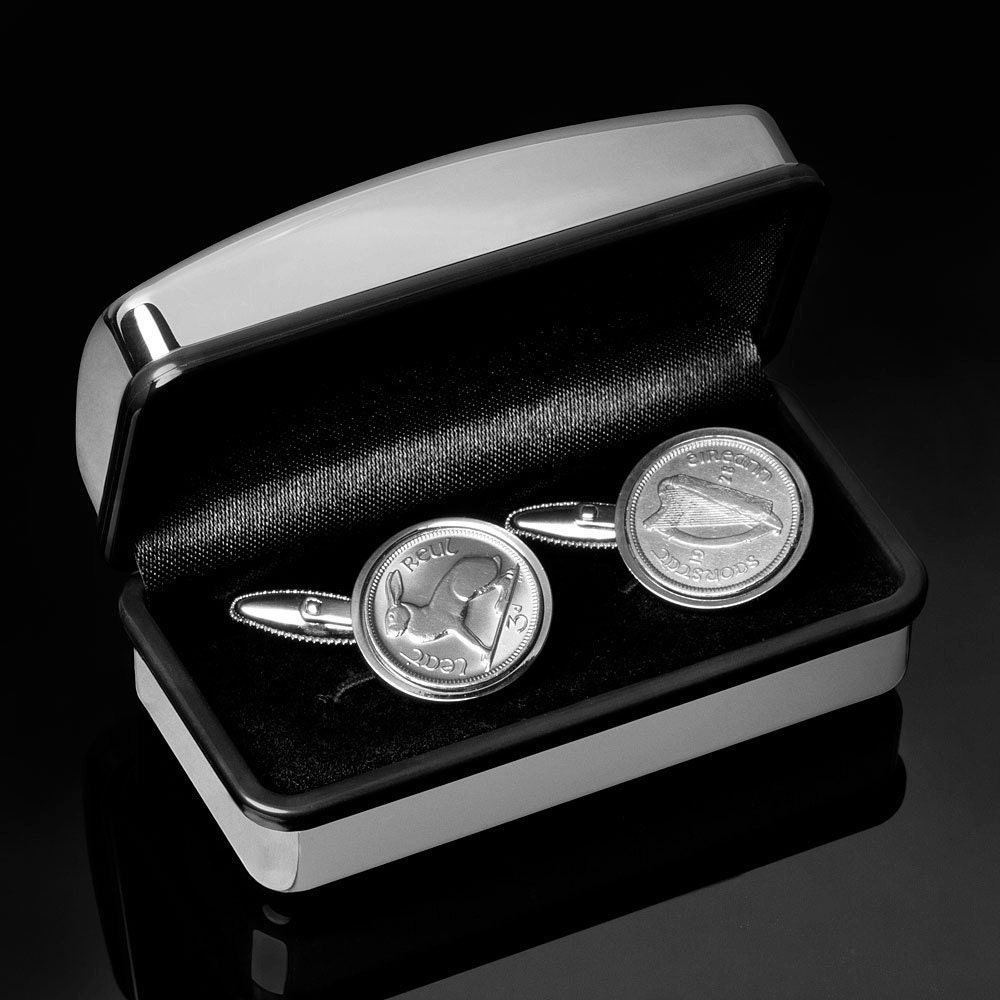 Rare gift for Men-1928 Ireland threepence Cufflinks. First series of Irish coins ever made. Very rare.Limited edition