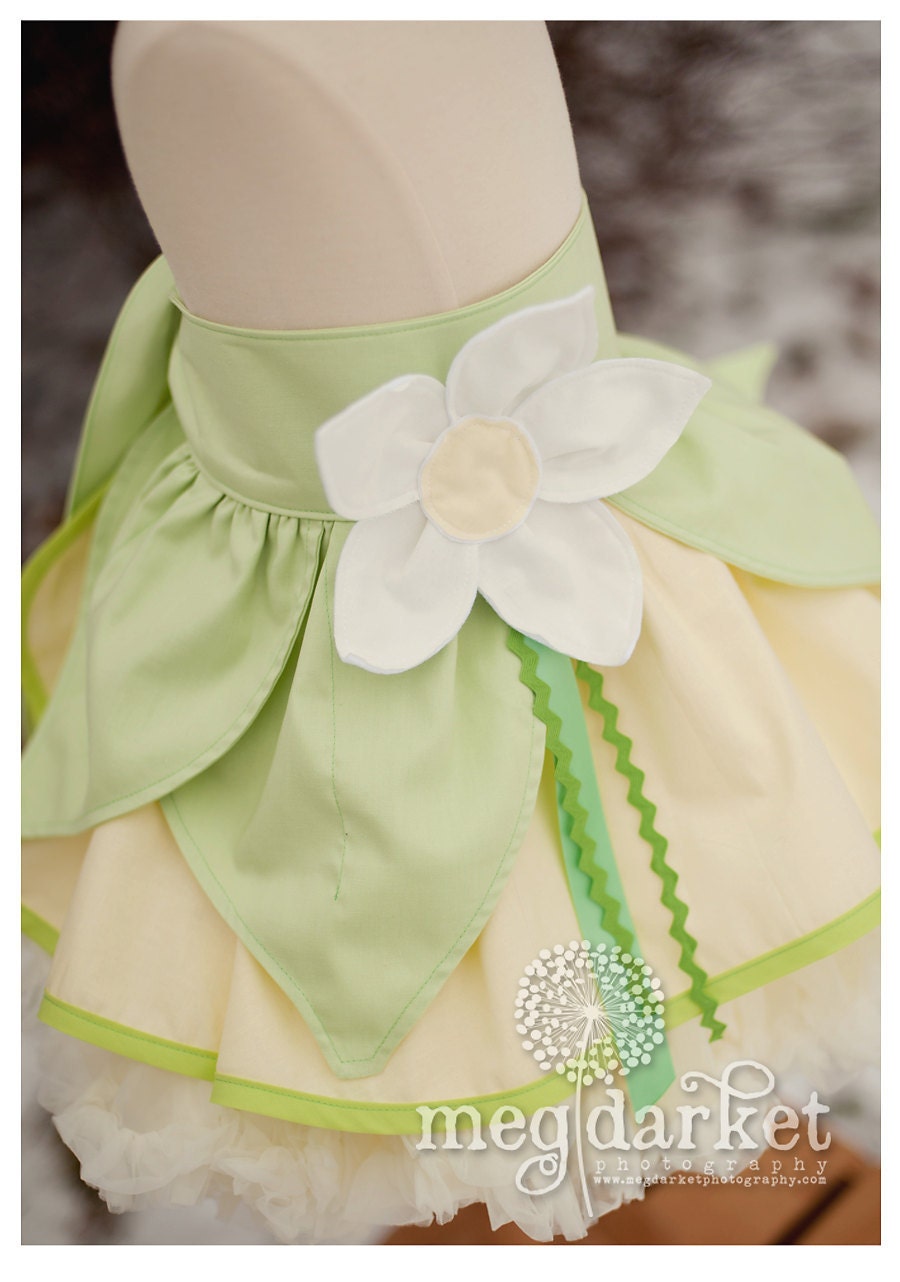 Tiana inspired Dress Up Costume Apron, Half Apron style...inspired by Princess and the Frog, Made to Order