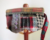 Wristlet Purse Ladies Wool Plaid Tweed Patchwork Applique Preppy Free U.S. Shipping - Size S