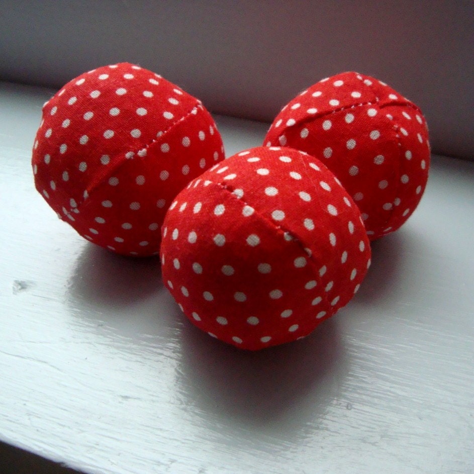 3 Tiny Polka Dot Catnip Balls cat toys