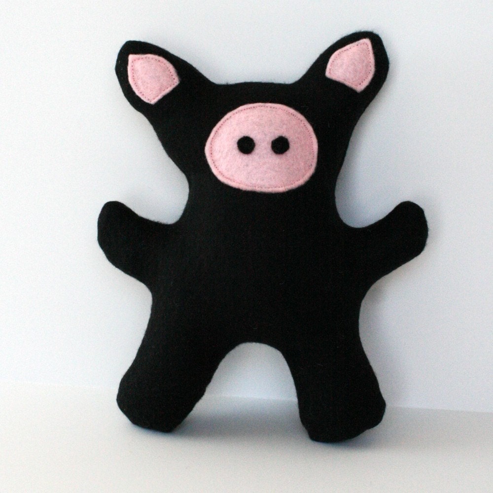 Piglet squeaky fleece black pig dog toy
