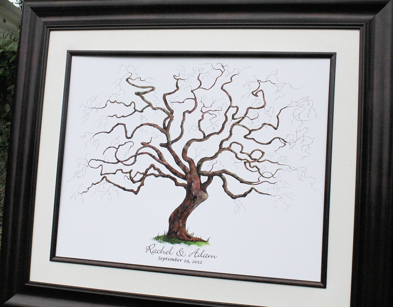 Wedding Guest Book Alternative - Hand drawn Wedding Guest book Fingerprint Tree - Watercolor wedding tree Custom Wedding Gift