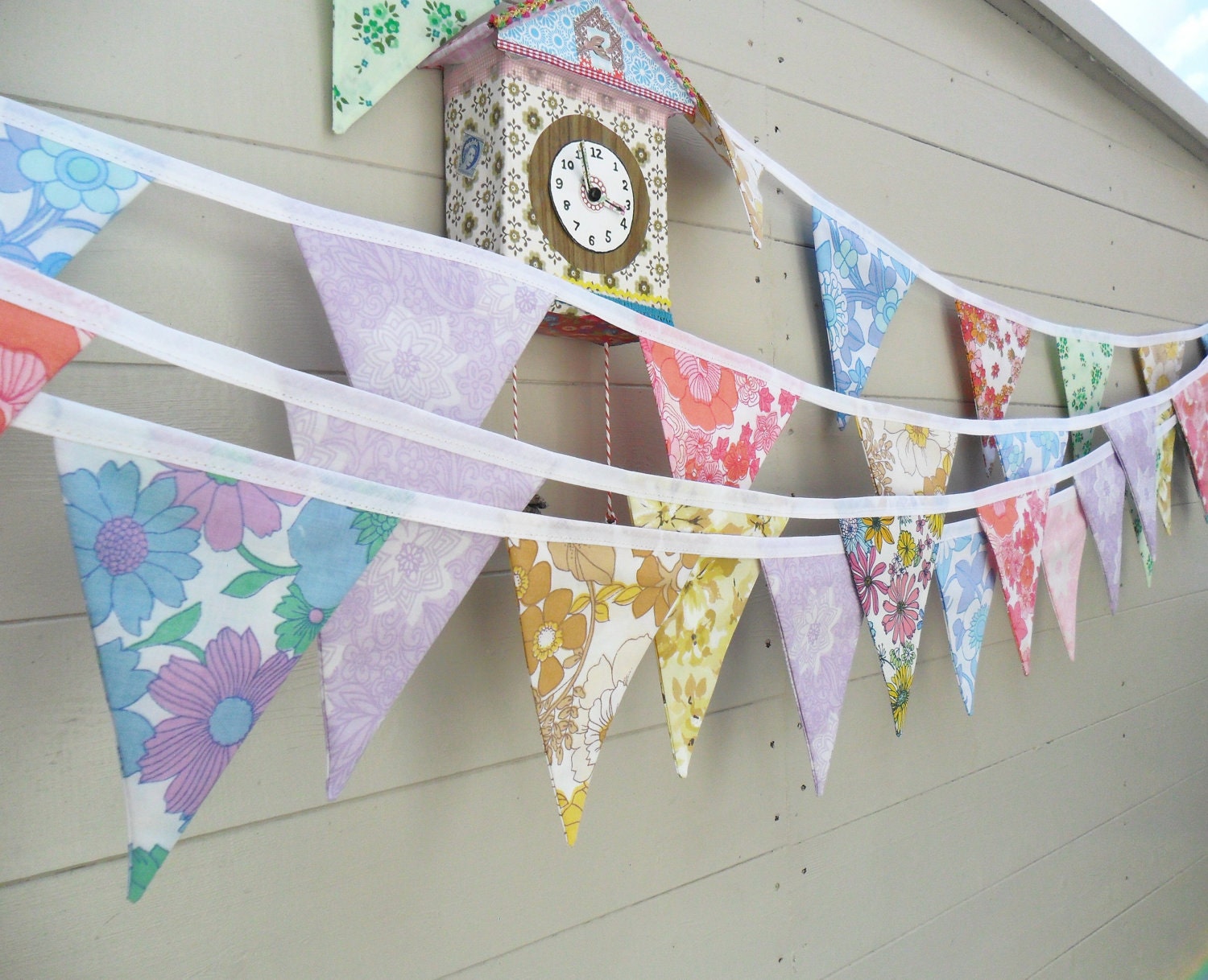 Bunting - Garland in Vintage Sheet Florals