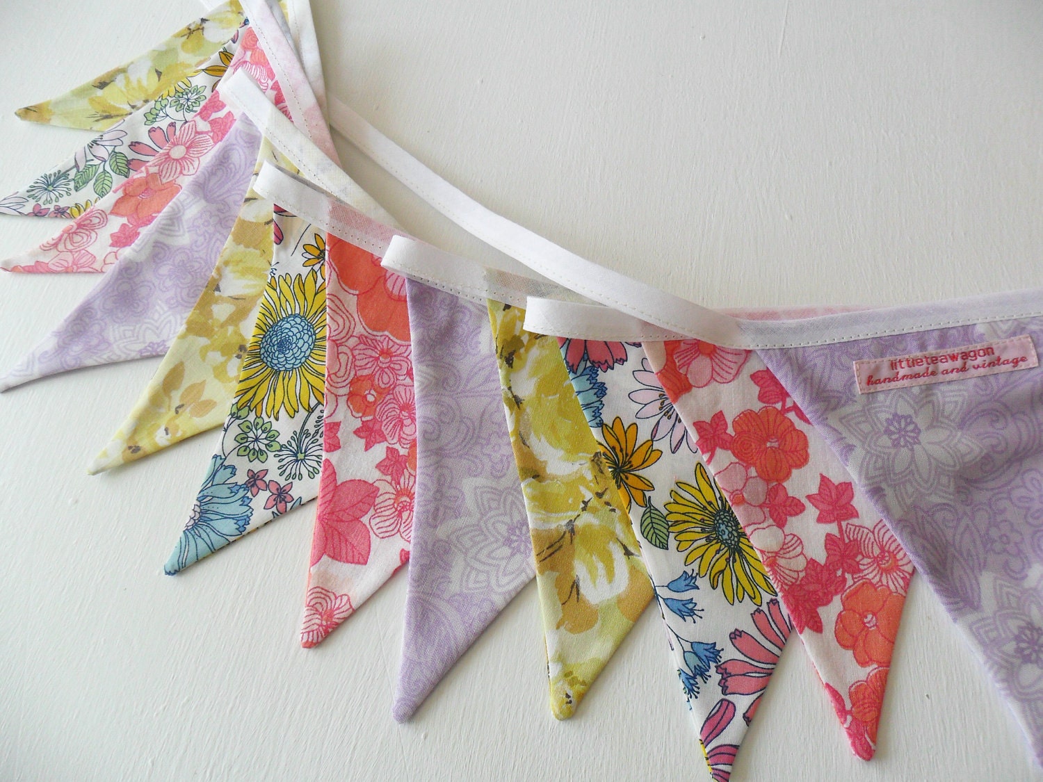 Bunting - Garland in Vintage Sheet Florals