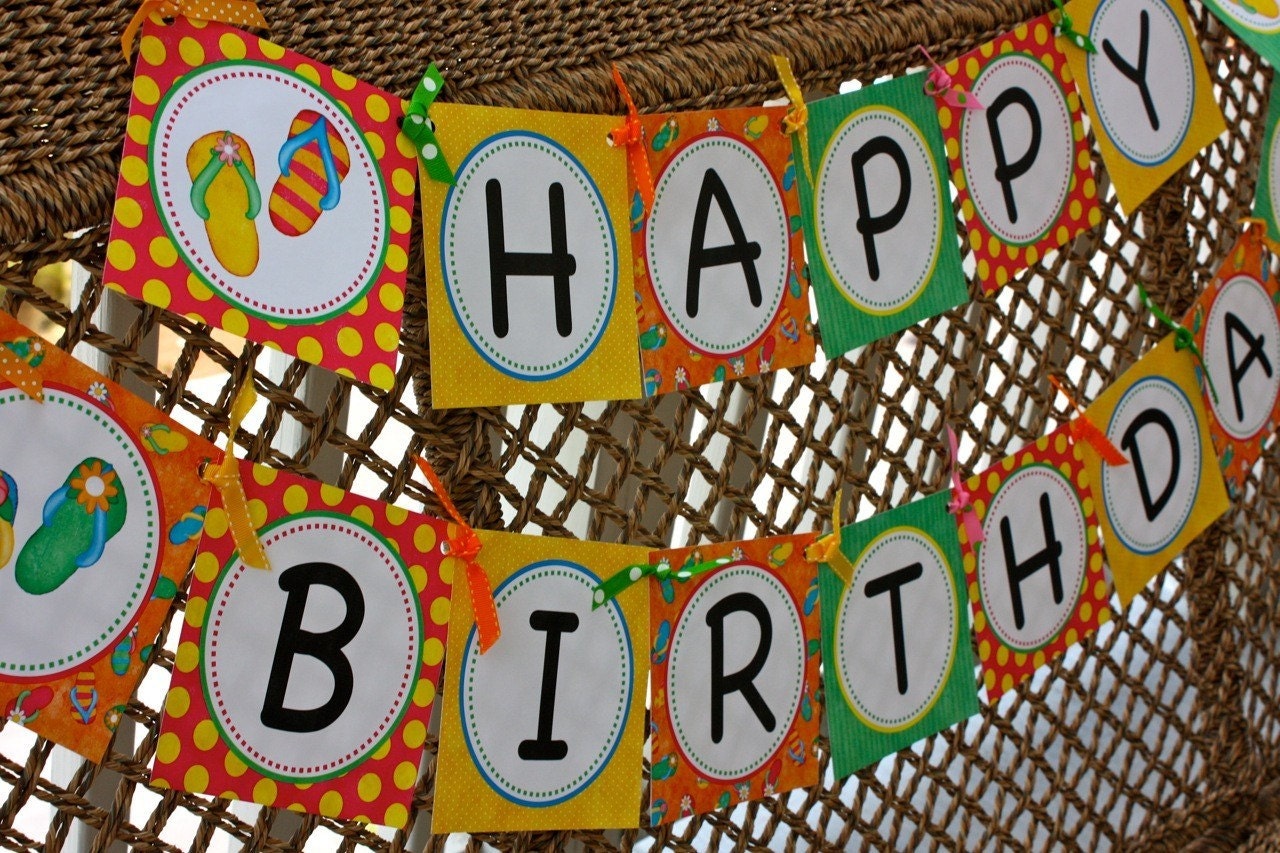 Flip Flop Fun DIY Printable Birthday Banner