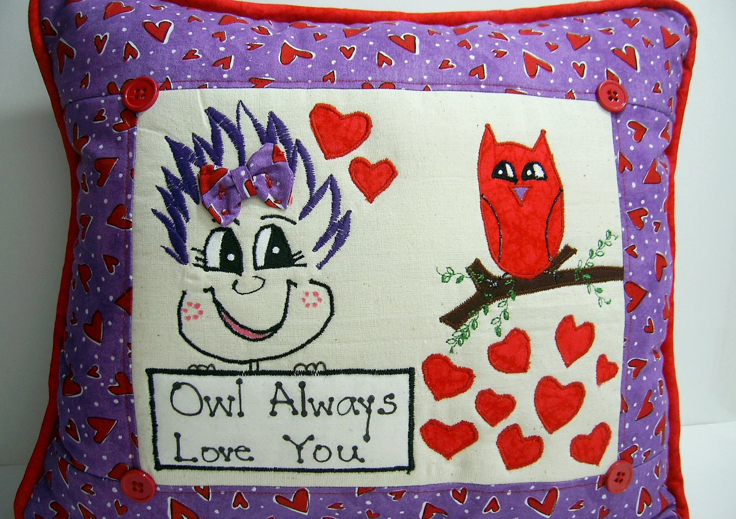 Pillow "Owl Always Love You" PinHead Happy Face (TM)