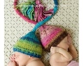 Twin Set Baby Elf Hat in Shades of Green/Blue and Shades of Pink/Brown, Beautiful Photography Prop, Also Sold Separately