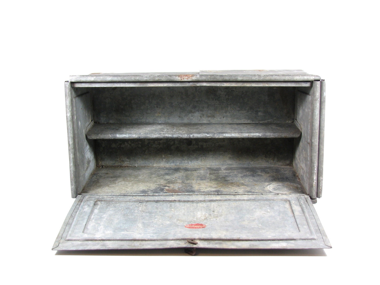 Vintage Metal Box Bread Box Storage Window Refrigerator