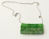 Crochet necklace Batik necklace Forest green Moss green Emerald green spring accessories - violasboutique