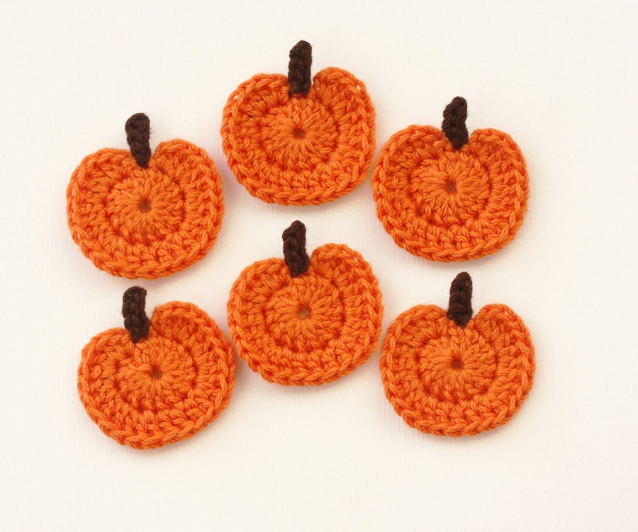 Crochet pumpkin appliques halloween thanksgiving decoration burnt orange