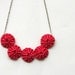 Yoyo necklace Red white polka dot cotton fabric Summer chic fashion Strawberry