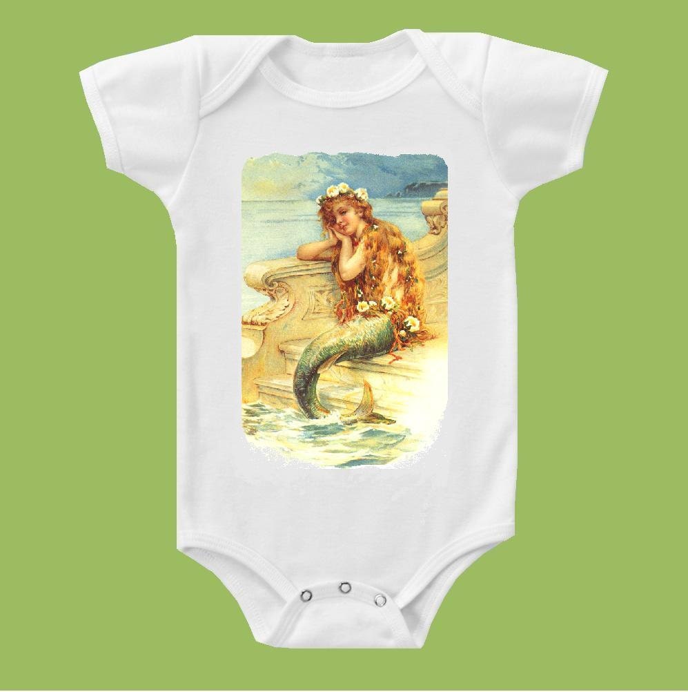 Vintage Mermaid one piece bodysuit or Toddler Tee by ChiTownBoutique.etsy