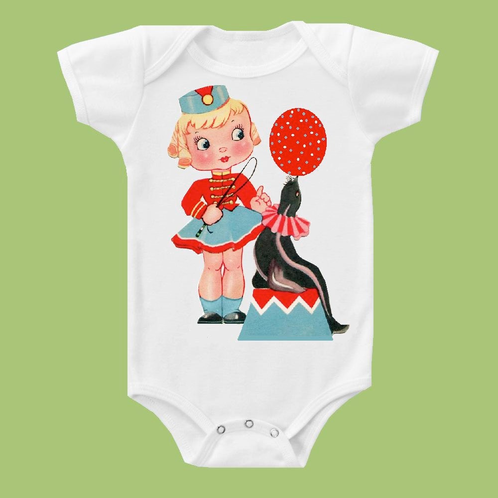 Vintage Circus Seal and Trainer Tank, One Piece Baby or T-Shirt by ChiTownBoutique.etsy