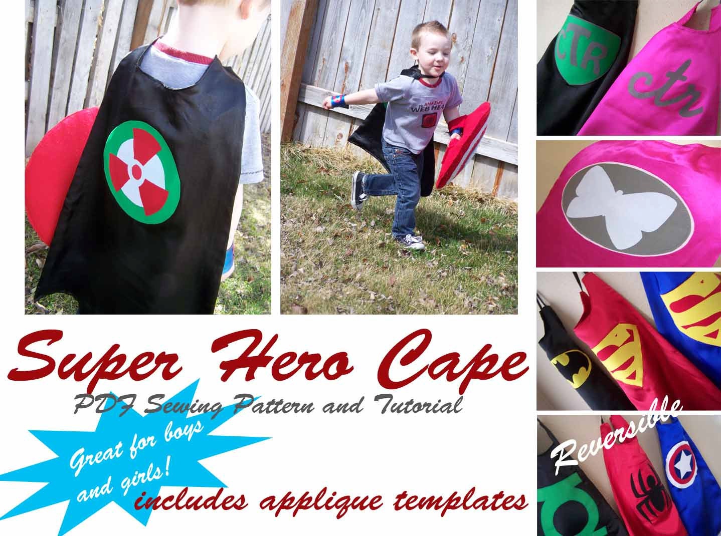 Children's Super Hero Cape Sewing Pattern: Printable PDF Pattern
