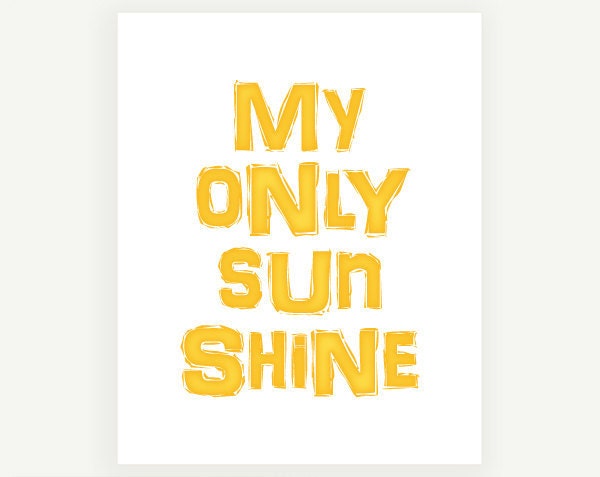Typographic Print: You Are My Sunshine - Set of 3 Nursery Print Kids Wall Print Poster Prints- 8x10