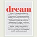 Inspirational Art - Dictionary Definition of Dream - Graduation - Black Red Typographic Print - 11x14, 8x10, 5x7