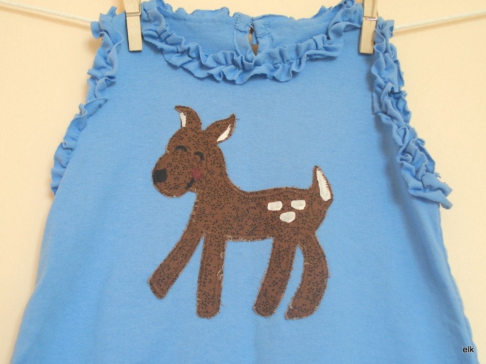Girls Dress - 50% off - Deer, 2T, READY TO SHIP