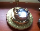 Gypsy Fortune Teller crystal ball Double locket necklace