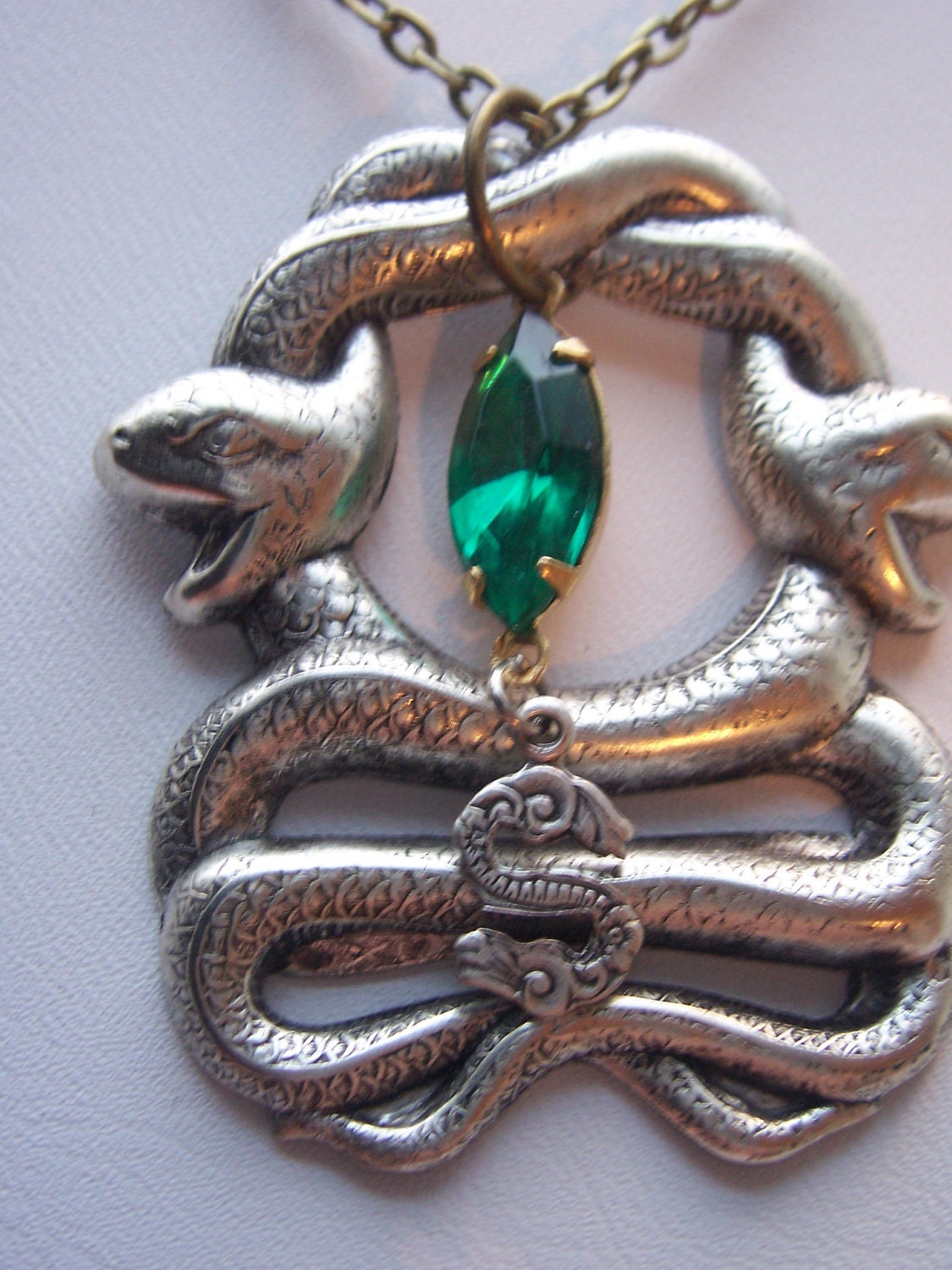 I am Slytherin  - Slytherin emerald  crest  necklace
