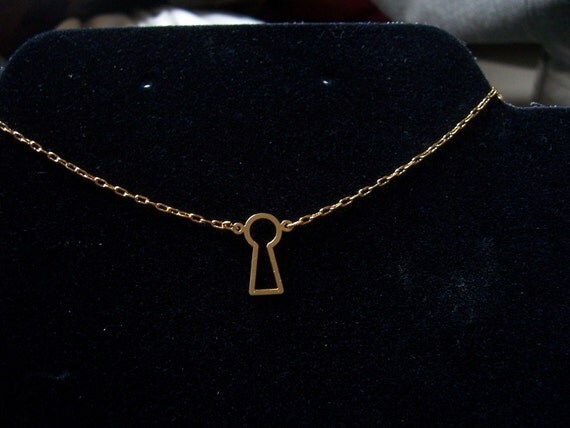 Simple Key hole necklace - escutcheons - key hole who has the key - only one