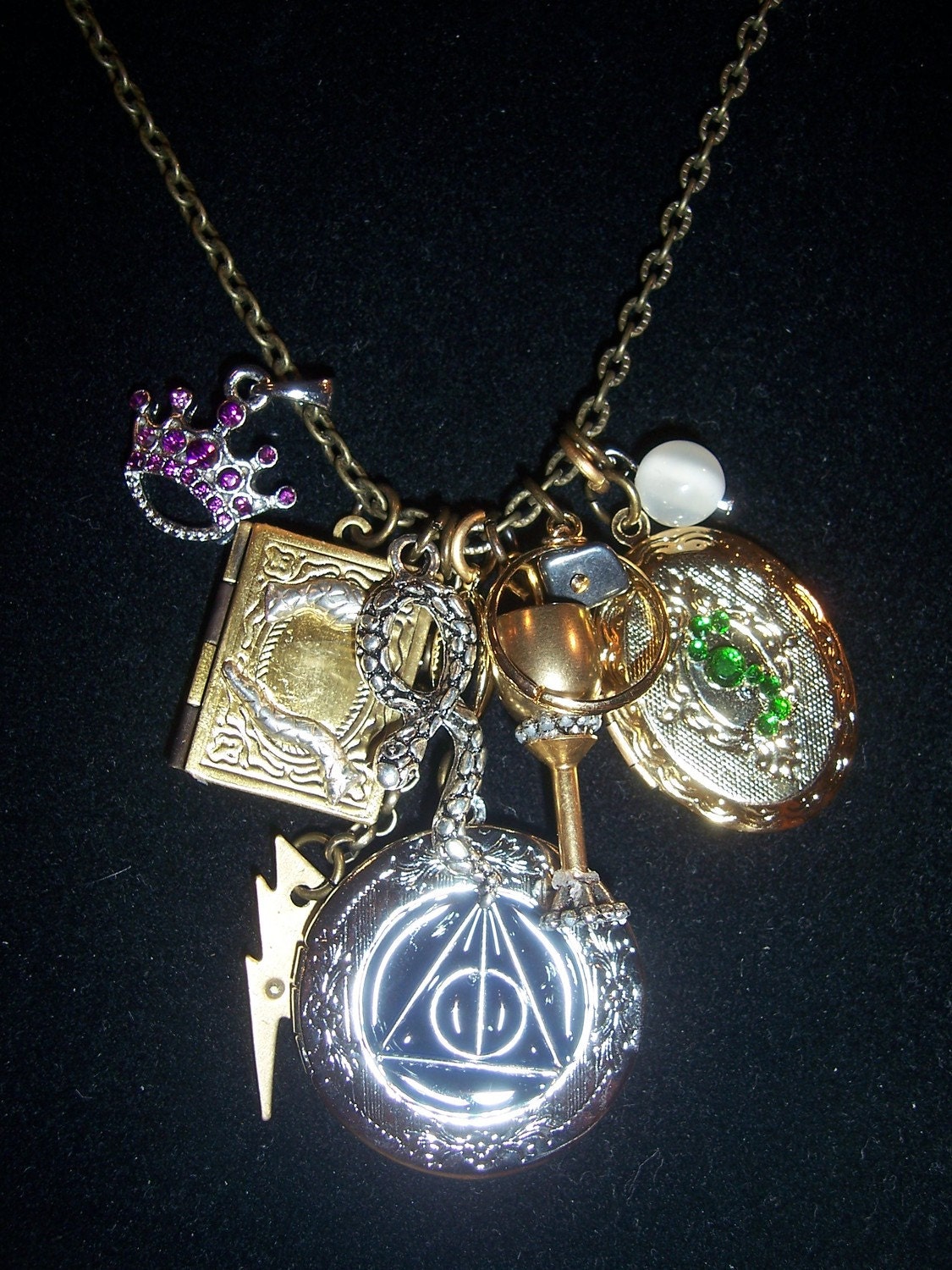 reserved Harry Potter Horcrux Locket necklace..ALL 7 featured silver