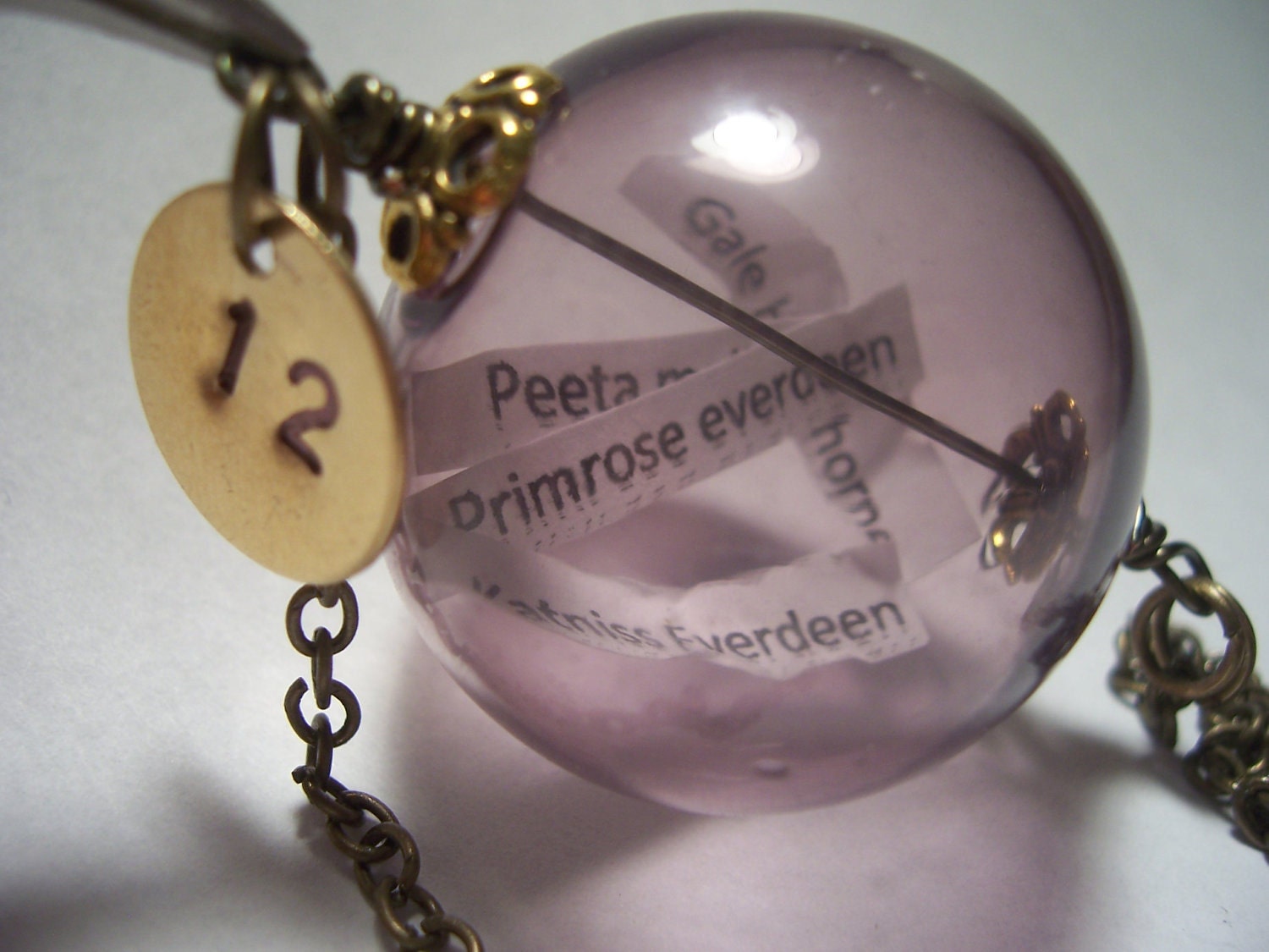 The REAPING OF District 12 The Hunger Games necklace Inspired - buyer gets to add their name to the ball