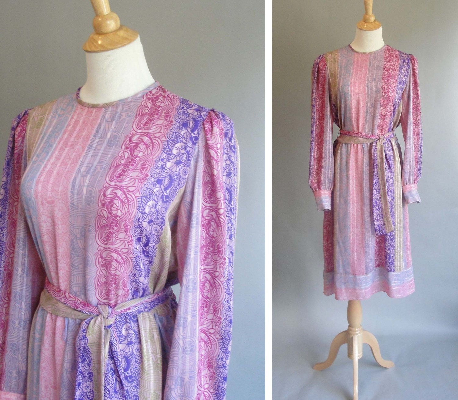 vintage Secretary Dress WARREN PETITES for Neiman Marcus Multi Colored Pastels