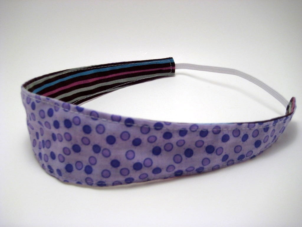 Purple Dots and Stripes Reversible Child's Headband